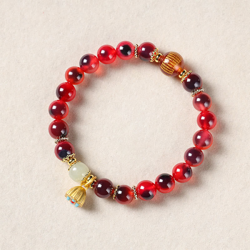 Bracelet de guérison en agate bonbon colorée naturelle et Buddha Stones , gousse de lotus dorée - image 17