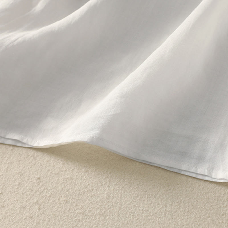 T-shirt décontracté à manches mi-longues en coton et lin pour femme, col en V, brodé de Buddha Stones - image 26