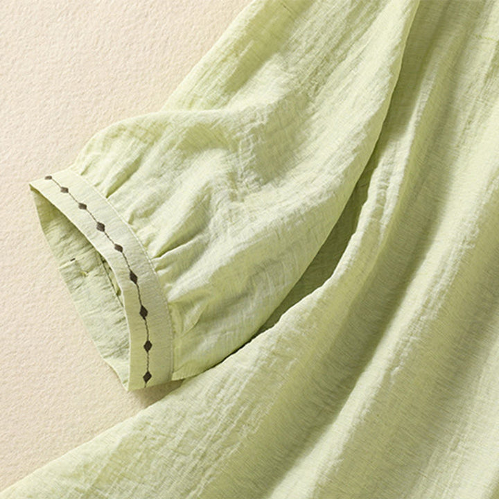 Chemise à col rond pour femme en coton avec broderie Buddha Stones - image 9