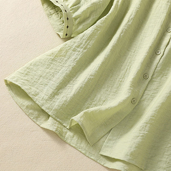 Chemise à col rond pour femme en coton avec broderie Buddha Stones - image 6