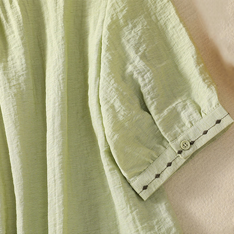 Chemise à col rond pour femme en coton avec broderie Buddha Stones - image 7