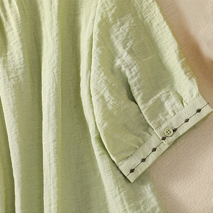 Chemise à col rond pour femme en coton avec broderie Buddha Stones - image 7