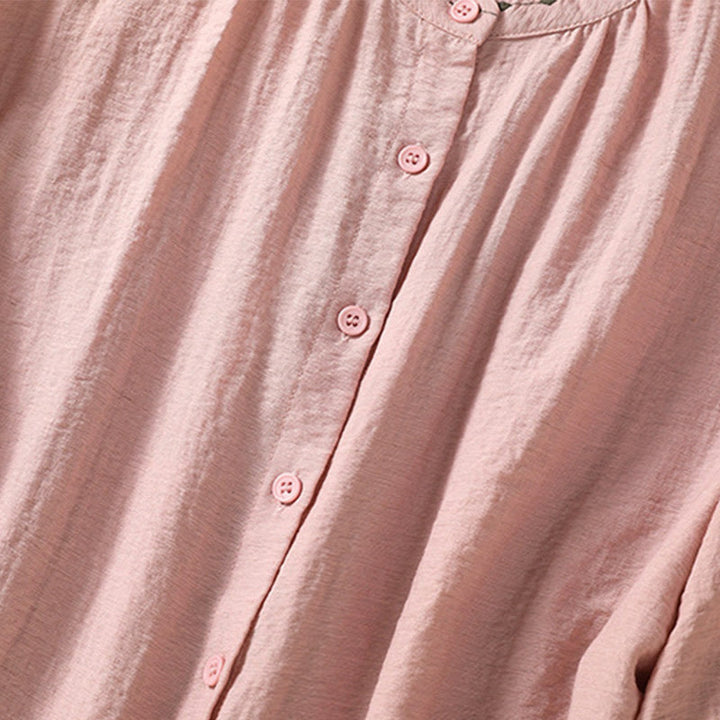 Chemise à col rond pour femme en coton avec broderie Buddha Stones - image 16