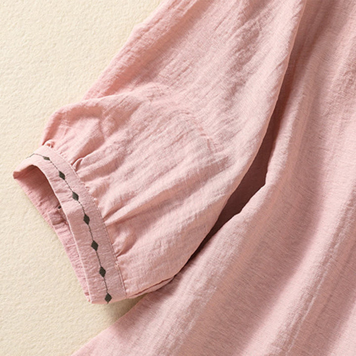 Chemise à col rond pour femme en coton avec broderie Buddha Stones - image 15