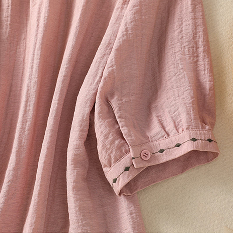 Chemise à col rond pour femme en coton avec broderie Buddha Stones - image 17