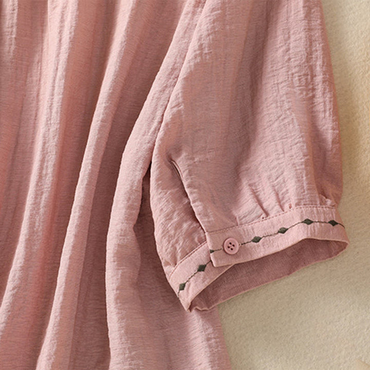 Chemise à col rond pour femme en coton avec broderie Buddha Stones - image 17