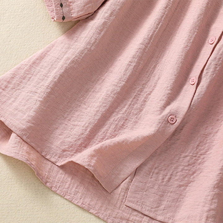 Chemise à col rond pour femme en coton avec broderie Buddha Stones - image 14