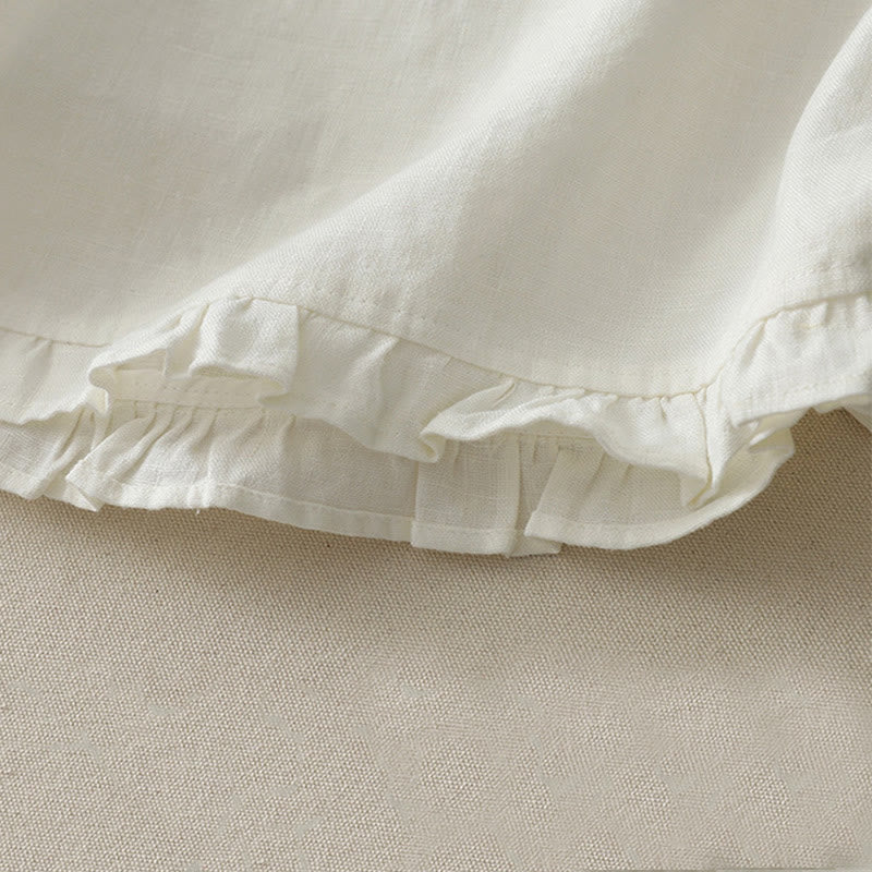 T-shirt décontracté en polyester à col ras du cou et ourlet à volants pour femme avec motif Buddha Stones - image 12