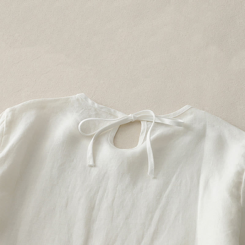 T-shirt décontracté en polyester à col ras du cou et ourlet à volants pour femme avec motif Buddha Stones - image 13