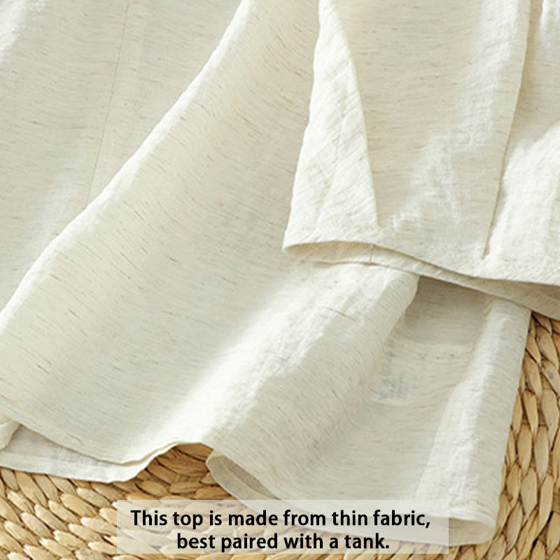 Chemise blanche unie à boutons et manches trois-quarts pour femme avec Buddha Stones