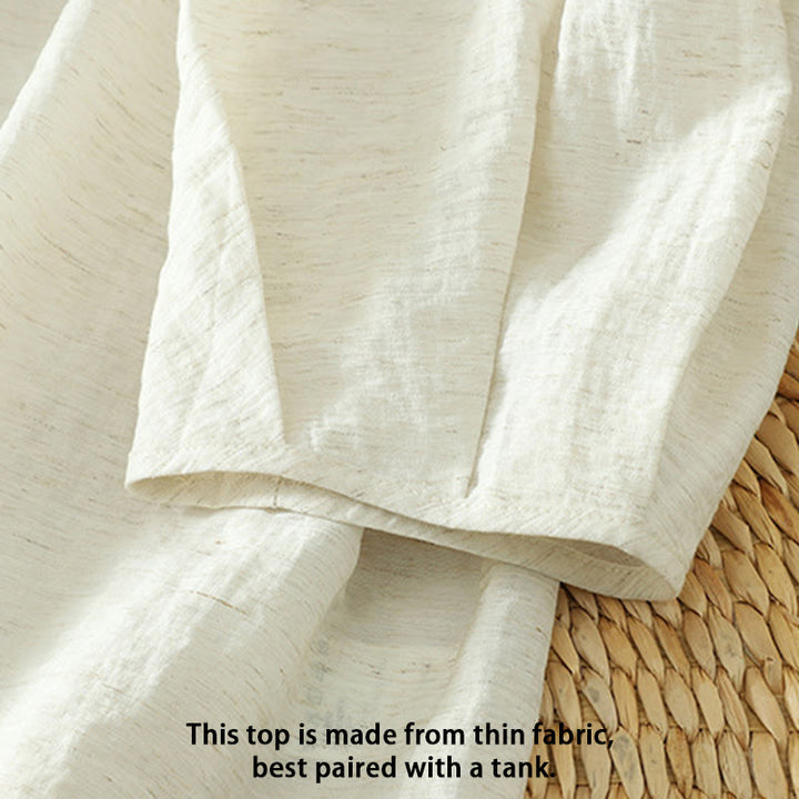 Chemise blanche unie à boutons et manches trois-quarts pour femme avec Buddha Stones