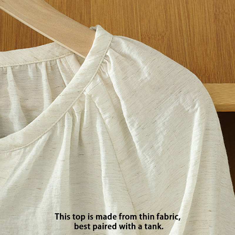 Chemise blanche unie à boutons et manches trois-quarts pour femme avec Buddha Stones