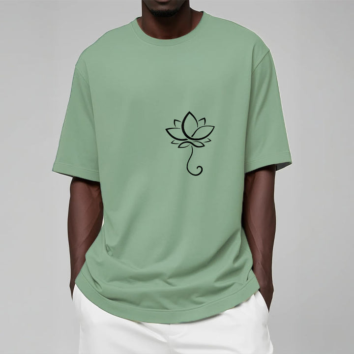 T-shirt décontracté uni à motif de fleurs de lotus et Buddha Stones - image 16