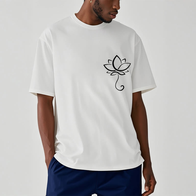 T-shirt décontracté uni à motif de fleurs de lotus et Buddha Stones - image 9
