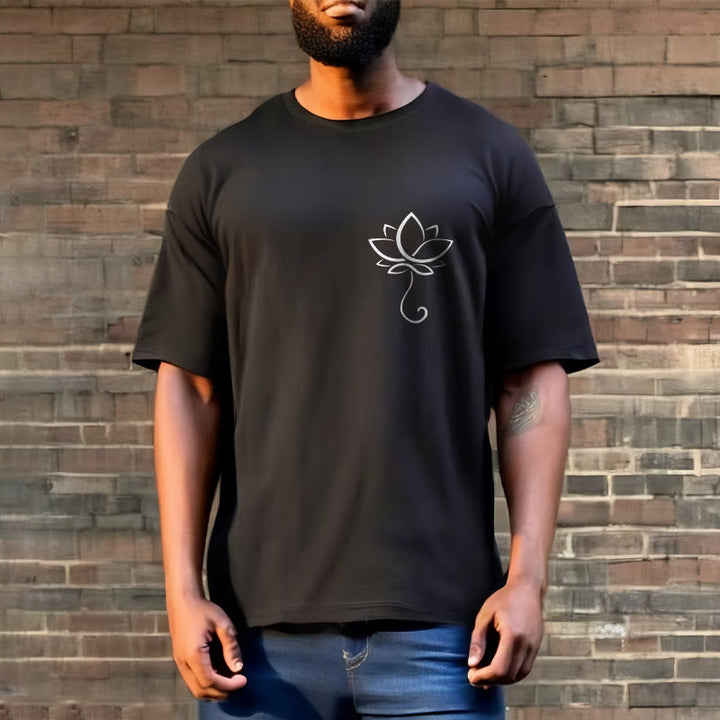 T-shirt décontracté uni à motif de fleurs de lotus et Buddha Stones - image 6