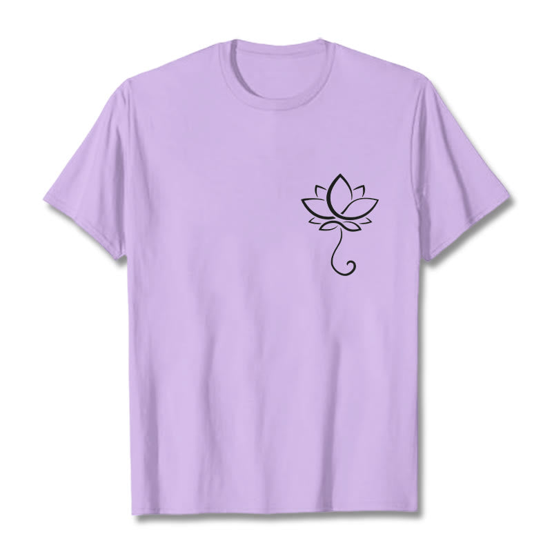 T-shirt décontracté uni à motif de fleurs de lotus et Buddha Stones - Prune - 2XL - image 17
