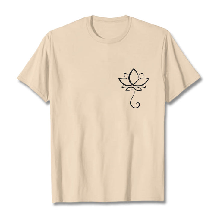 T-shirt décontracté uni à motif de fleurs de lotus et Buddha Stones - Bisque - 2XL - image 11