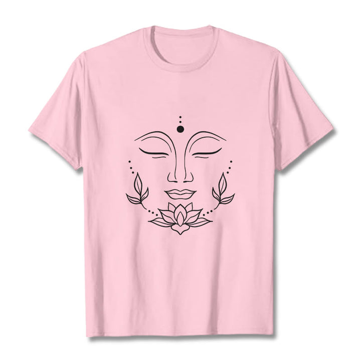 T-shirt décontracté à motif de fleurs de lotus et de Buddha Stones - Rose clair - 2XL - image 13
