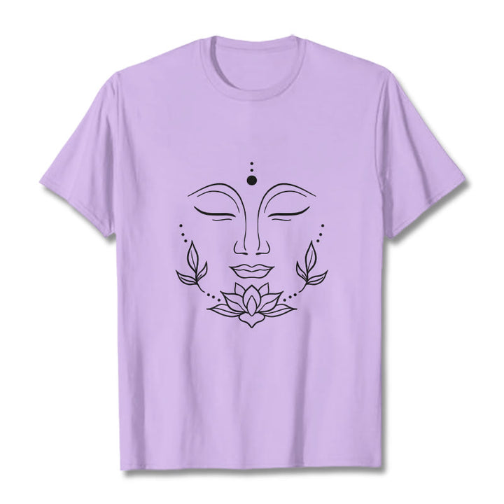 T-shirt décontracté à motif de fleurs de lotus et de Buddha Stones - Prune - 2XL - image 17