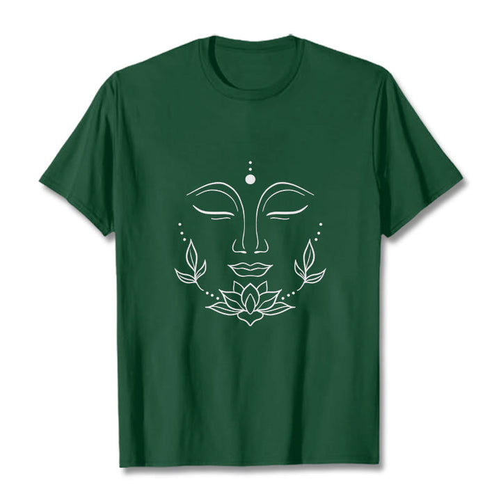 T-shirt décontracté à motif de fleurs de lotus et de Buddha Stones - Forêt Verte - 2XL - image 11