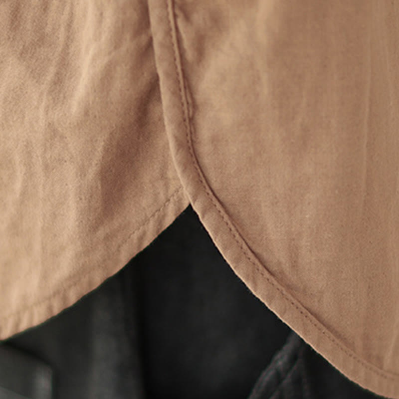 Chemise à manches longues en coton et lin pour femme, motif Buddha Stones, style printemps, simple et uni, avec demi-boutons - image 20