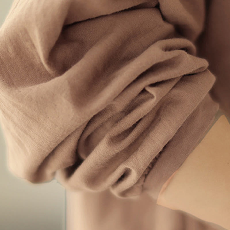 Chemise à manches longues en coton et lin pour femme, motif Buddha Stones, style printemps, simple et uni, avec demi-boutons - image 19