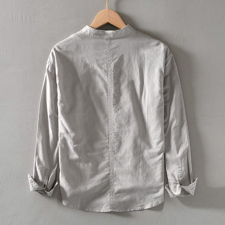 Chemise à manches longues et demi-bouton en coton et lin pour homme Buddha Stones - image 5