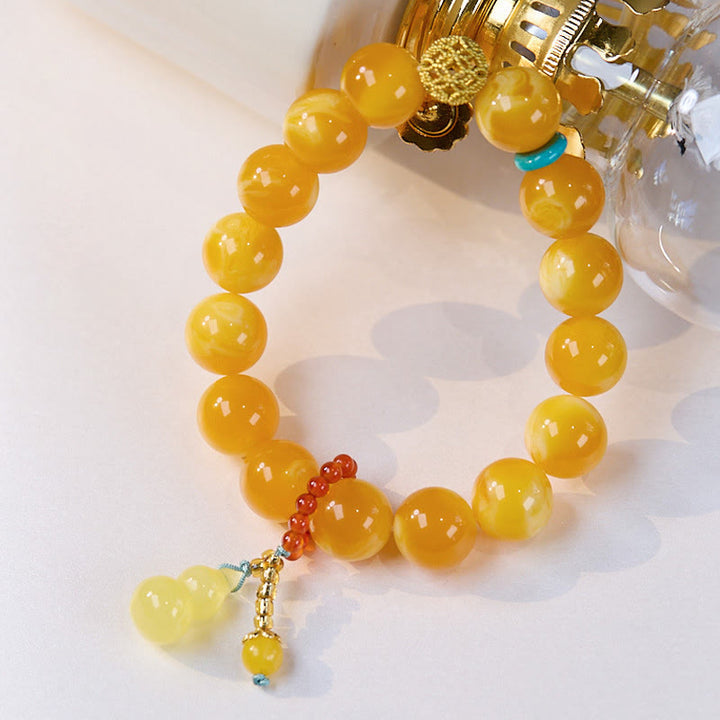 Bracelet de confiance multicouche en gourde d'ambre avec Buddha Stones - image 2