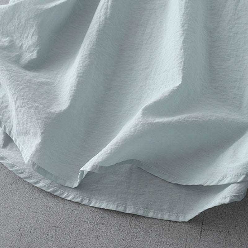 Chemise à manches courtes et col ras du cou pour femme, en coton, avec perles et Buddha Stones - image 5