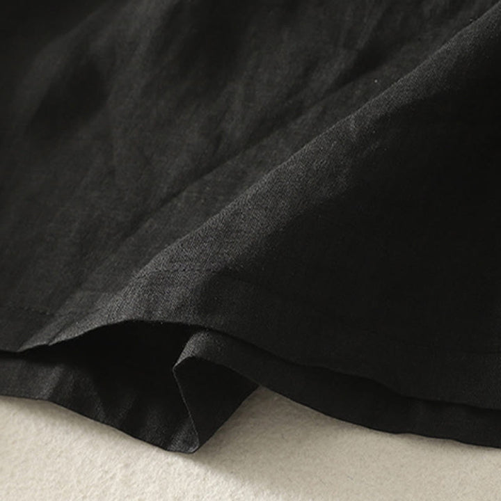 T-shirt décontracté en coton et lin à manches courtes pour femme avec broderie cœur rouge et Buddha Stones - image 18