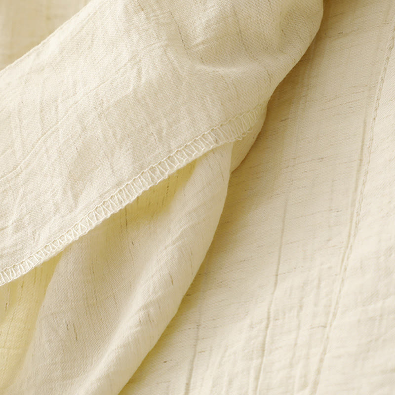 Chemise asymétrique à lacets et manches courtes bouffantes en coton pour femme Buddha Stones - image 14