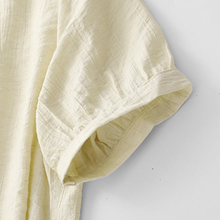 Chemise asymétrique à lacets et manches courtes bouffantes en coton pour femme Buddha Stones - image 15