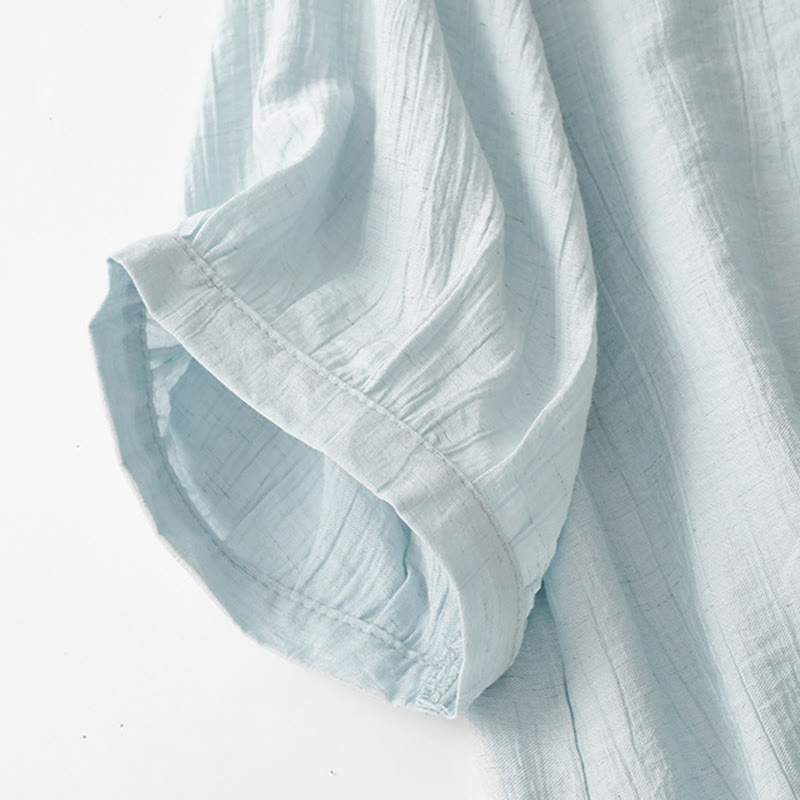 Chemise asymétrique à lacets et manches courtes bouffantes en coton pour femme Buddha Stones - image 6