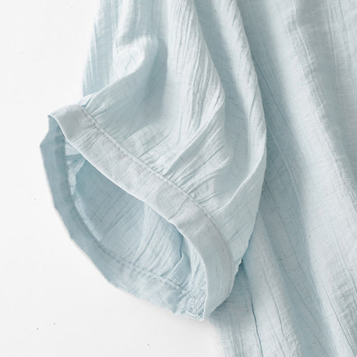 Chemise asymétrique à lacets et manches courtes bouffantes en coton pour femme Buddha Stones - image 6