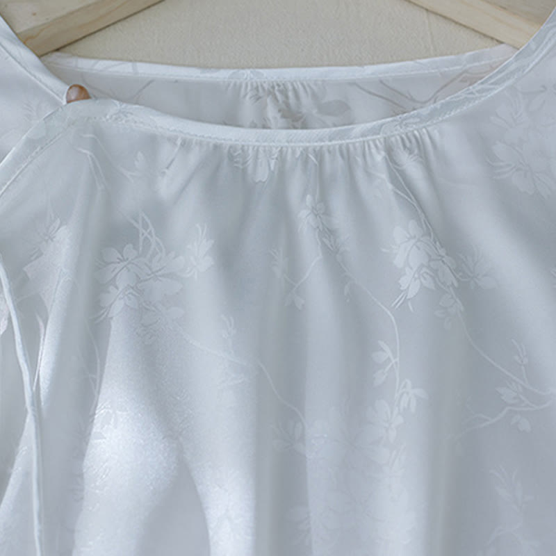 Chemise d'été à manches trois-quarts pour femme, motif jacquard fleuri et couleur unie, motif Buddha Stones - image 11