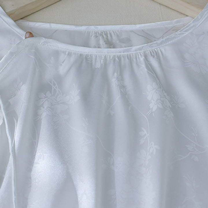 Chemise d'été à manches trois-quarts pour femme, motif jacquard fleuri et couleur unie, motif Buddha Stones - image 11