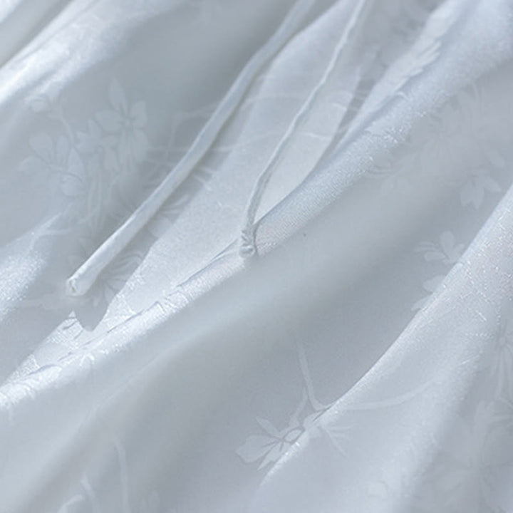 Chemise d'été à manches trois-quarts pour femme, motif jacquard fleuri et couleur unie, motif Buddha Stones - image 13