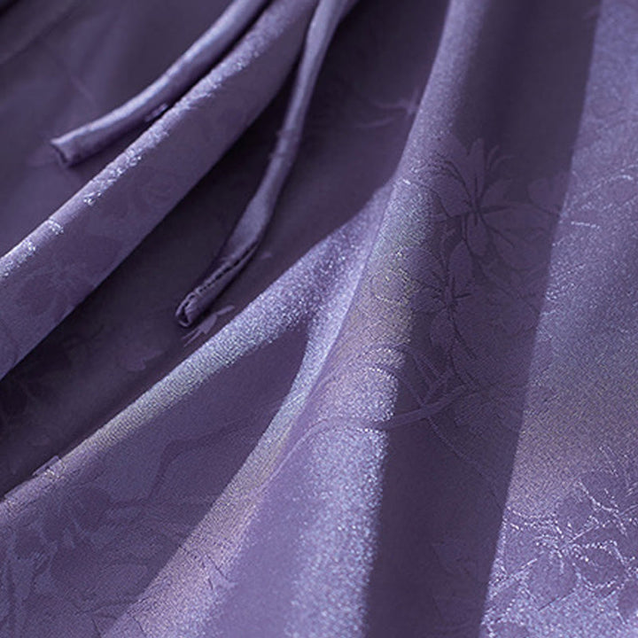 Chemise d'été à manches trois-quarts pour femme, motif jacquard fleuri et couleur unie, motif Buddha Stones - image 5