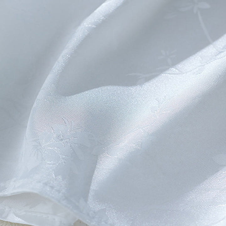 Chemise d'été à manches trois-quarts pour femme, motif jacquard fleuri et couleur unie, motif Buddha Stones - image 12