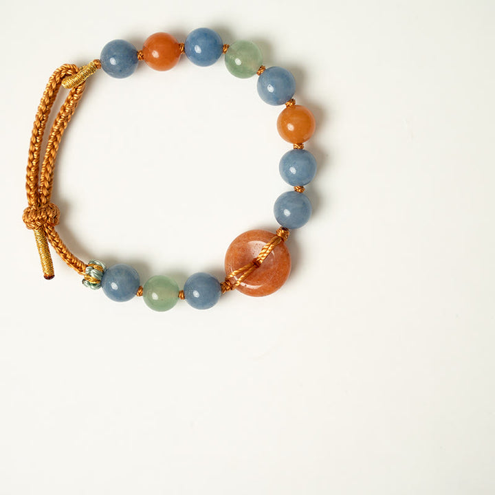 Bracelet de guérison avec boucle de paix en aventurine colorée et Buddha Stones - image 6