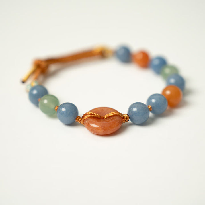 Bracelet de guérison avec boucle de paix en aventurine colorée et Buddha Stones - image 2
