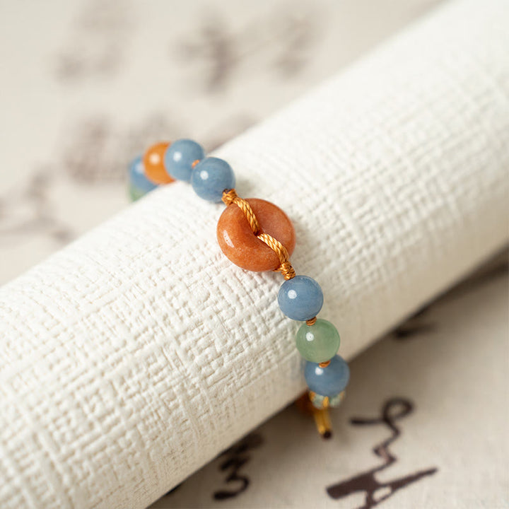 Bracelet de guérison avec boucle de paix en aventurine colorée et Buddha Stones - image 4