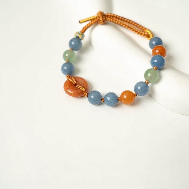 Bracelet de guérison avec boucle de paix en aventurine colorée et Buddha Stones - image 3