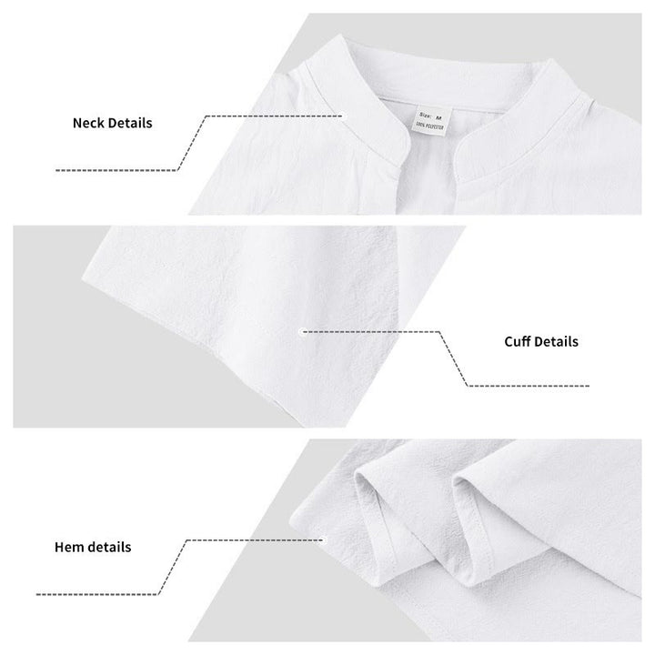 Chemise d'été en lin à manches courtes et demi-boutons pour homme Motif Buddha Stones - image 12