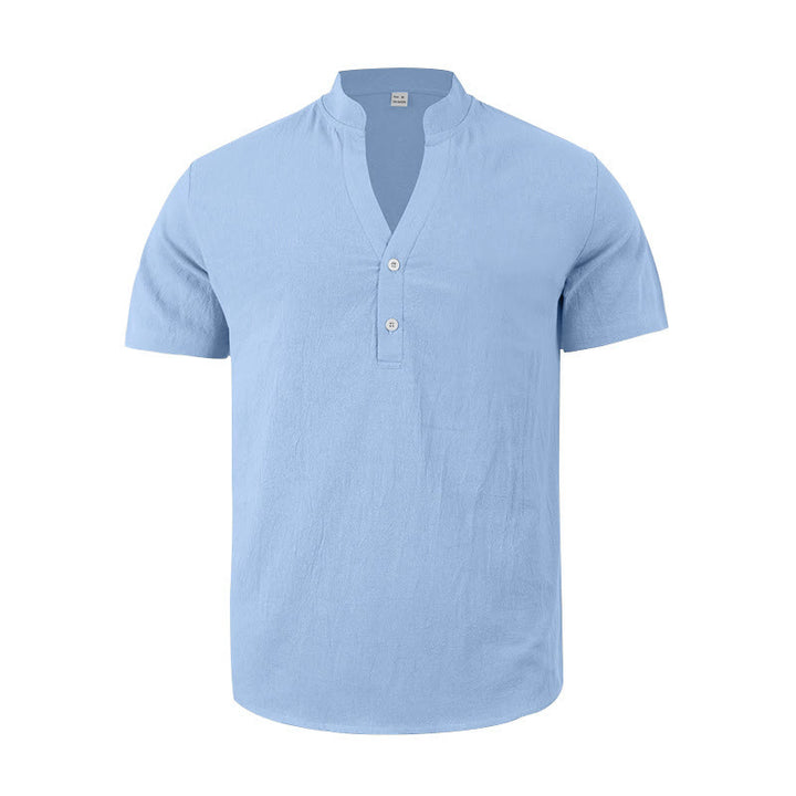 Chemise d'été en lin à manches courtes et demi-boutons pour homme Motif Buddha Stones - image 20