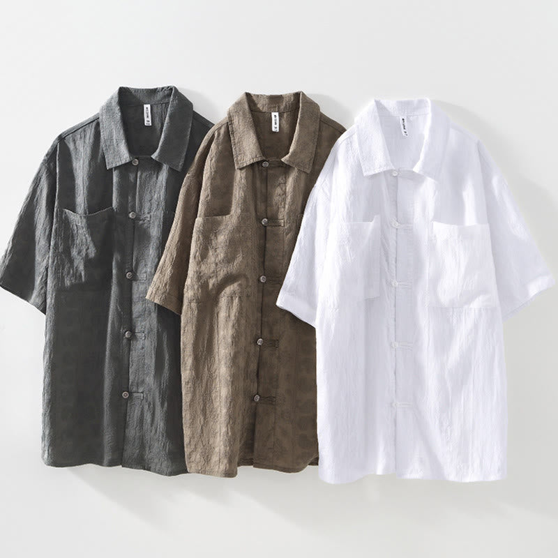 Chemise d'été à manches courtes et boutons pour homme avec deux poches Motif Buddha Stones - image 2