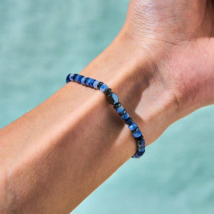 Bracelet d'intuition en pierre de Bouddha, sodalite, hématite, aventurine bleue - image 3