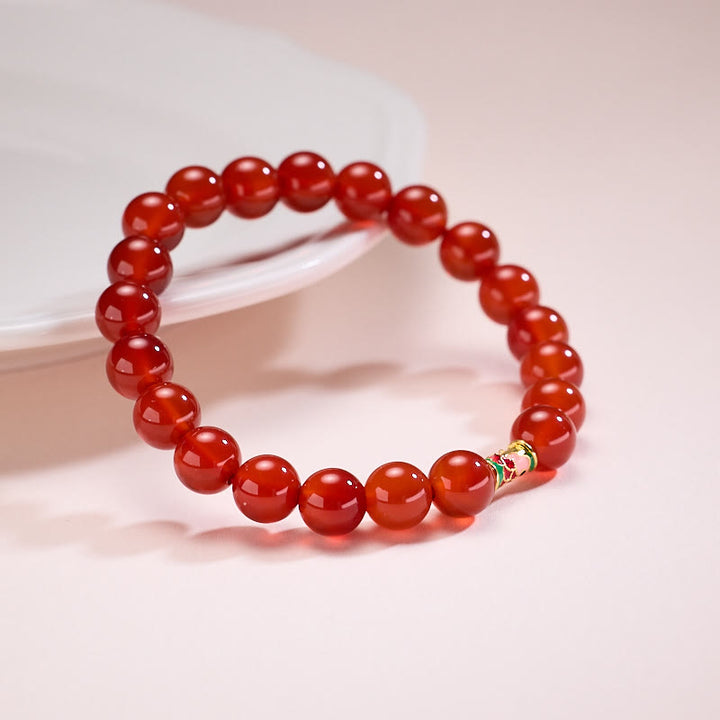 Bracelet de confiance en agate rouge naturelle Buddha Stones, poisson porte-bonheur Koi - image 7