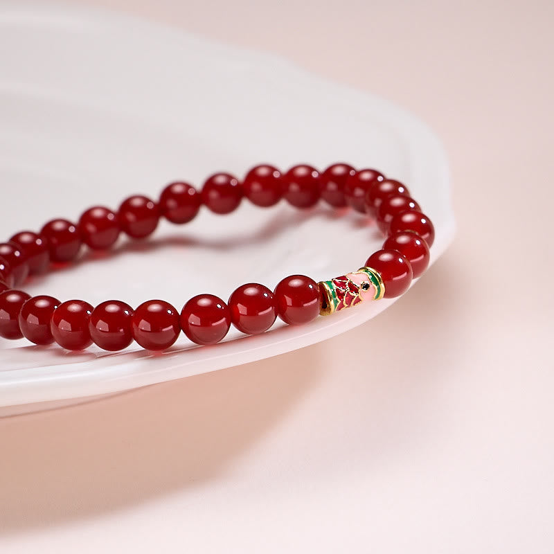 Bracelet de confiance en agate rouge naturelle Buddha Stones, poisson porte-bonheur Koi - image 2