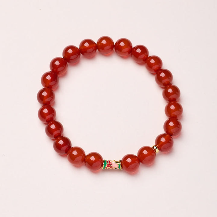 Bracelet de confiance en agate rouge naturelle Buddha Stones, poisson porte-bonheur Koi - Agate rouge - 8 mm - image 5